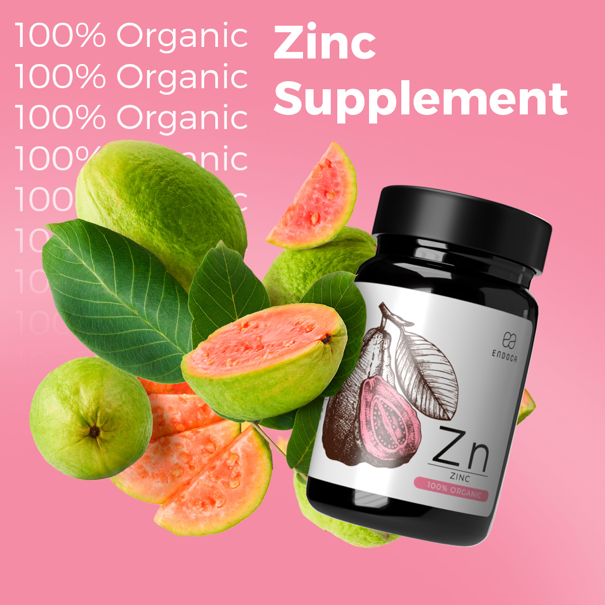Zinc Organic Endoca – capsule cu extract organic de frunză de guava, 60 capsule - imagine 2