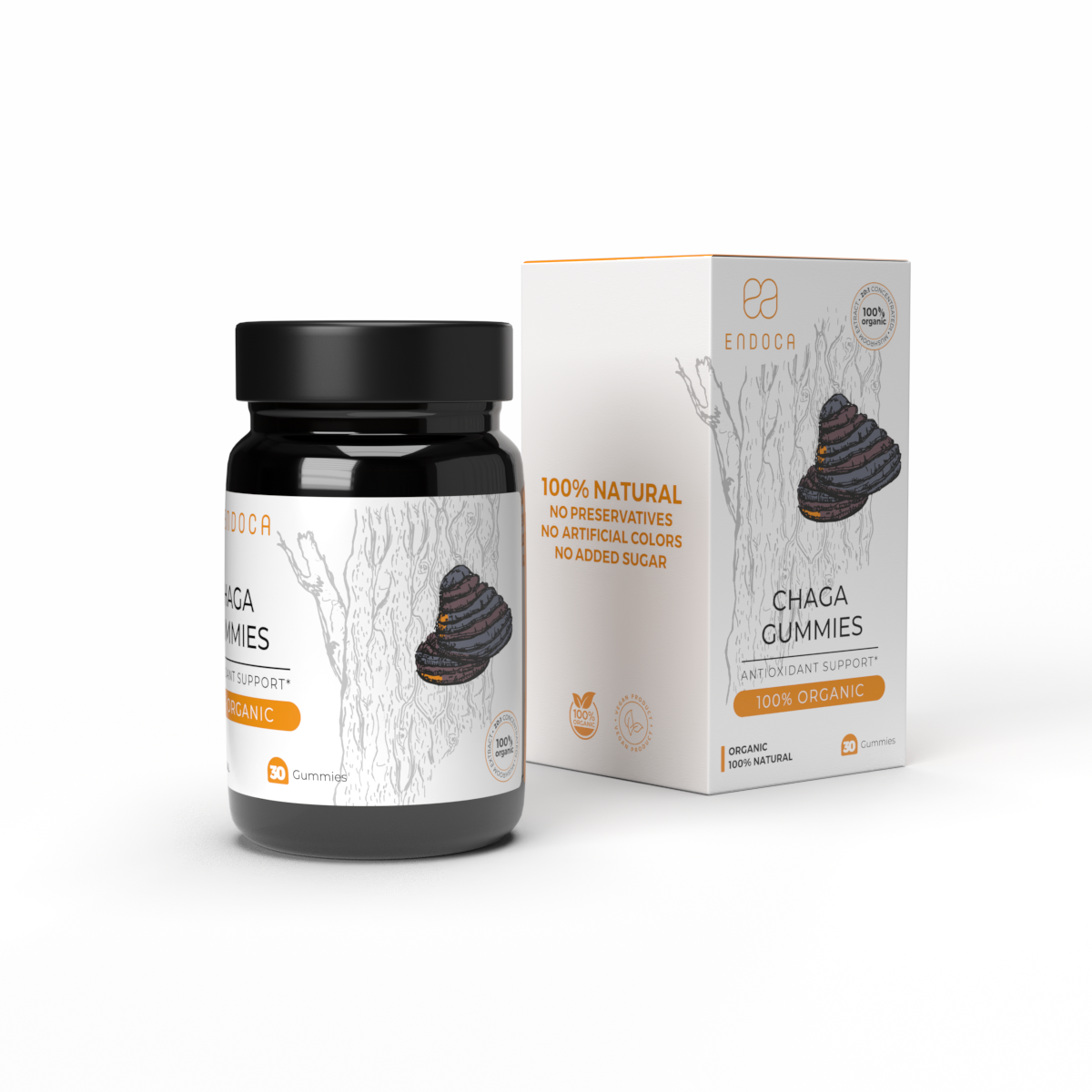 Jeleuri Chaga Endoca – Chaga Mushroom Gummies cu extract organic de Inonotus obliquus, 30 buc - imagine 3