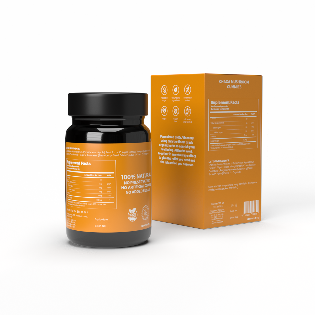 Jeleuri Chaga Endoca – Chaga Mushroom Gummies cu extract organic de Inonotus obliquus, 30 buc - imagine 2