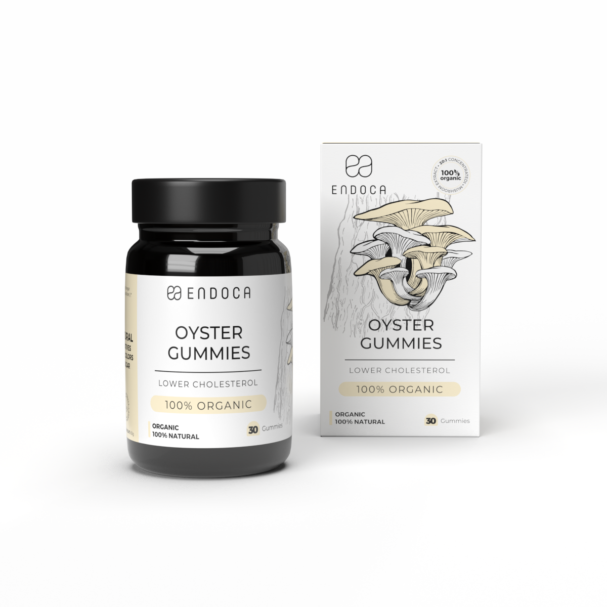 Jeleuri Ciuperca Stridii Endoca Oyster Gummies cu Pleurotus ostreatus organic, 30 buc