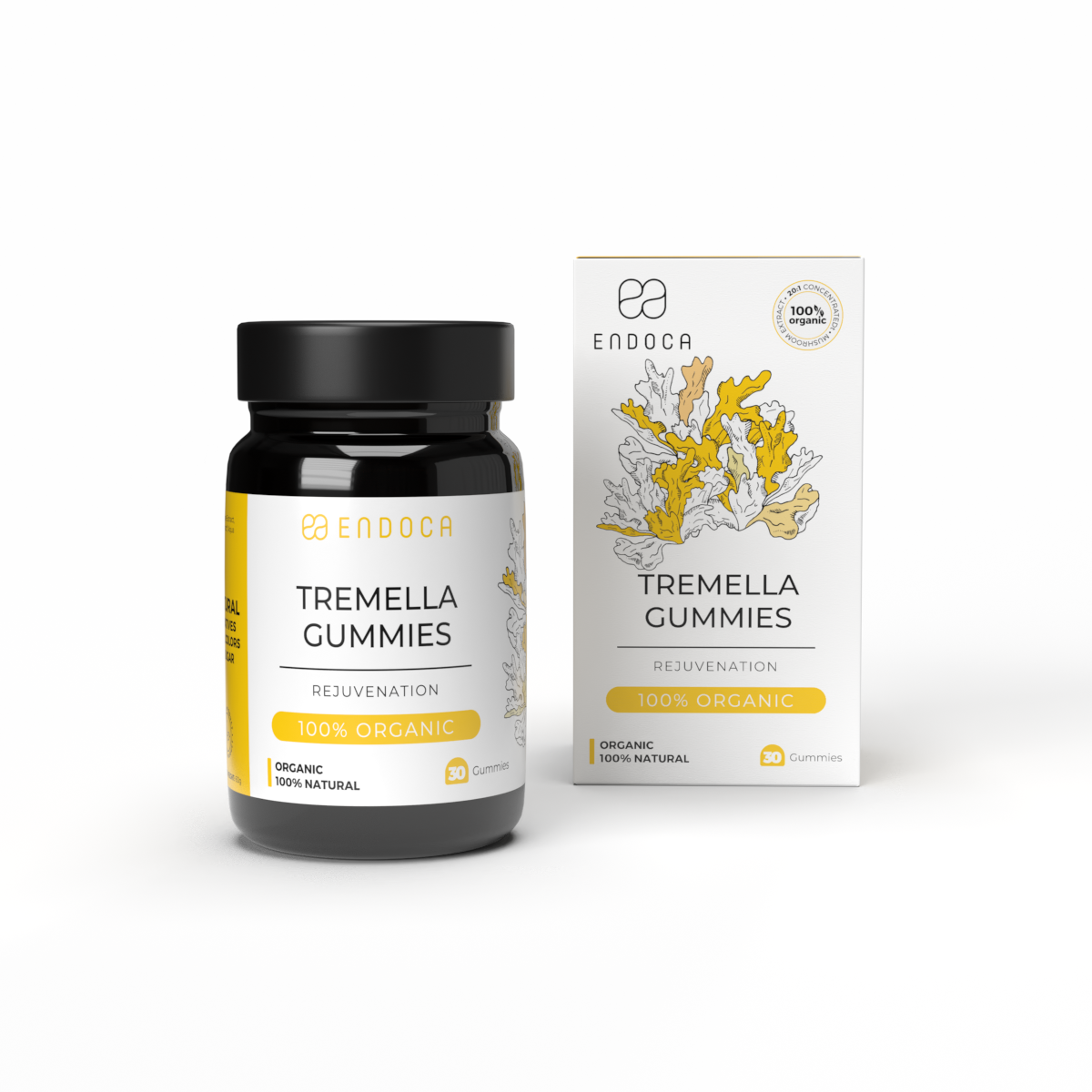 Jeleuri Tremella Endoca cu Tremella fuciformis organic, 30 buc