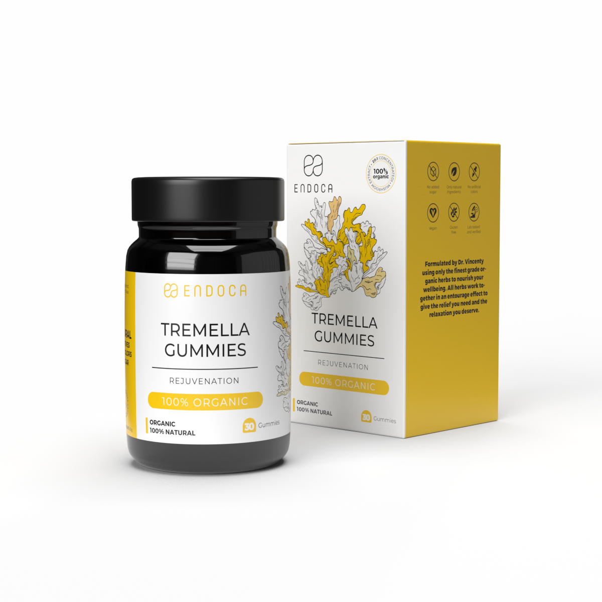 Jeleuri Tremella Endoca – Tremella Mushroom Gummies cu Tremella fuciformis organic, 30 buc - imagine 3
