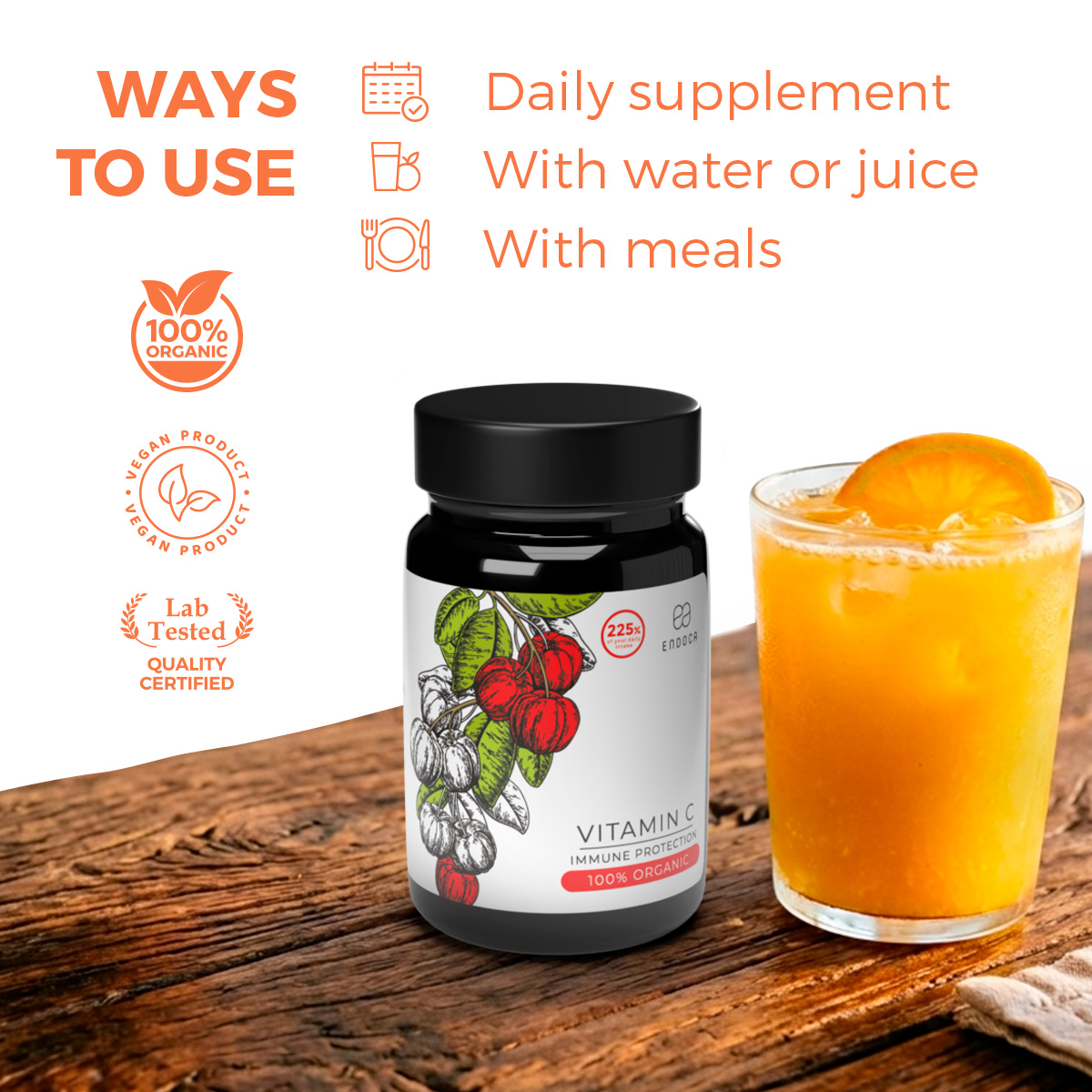 Multivitamine Organice Endoca – pudră plant-based cu vitamine, minerale și extracte botanice, 90 g - imagine 3