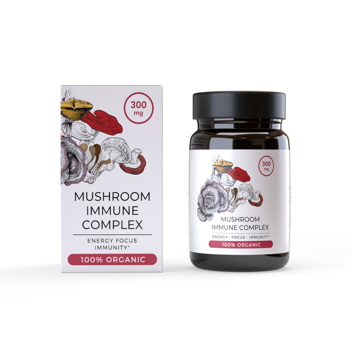 Mushroom Immune Complex Endoca – complex organic cu 5 ciuperci, 30 buc