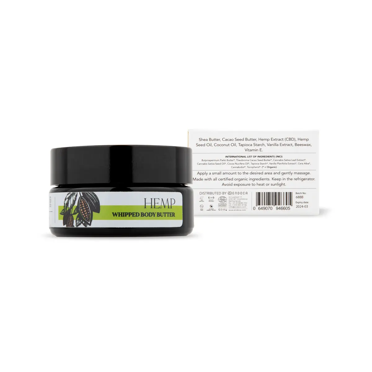 Unt de corp natural cu extract de cânepă Endoca – pentru față și corp - imagine 2