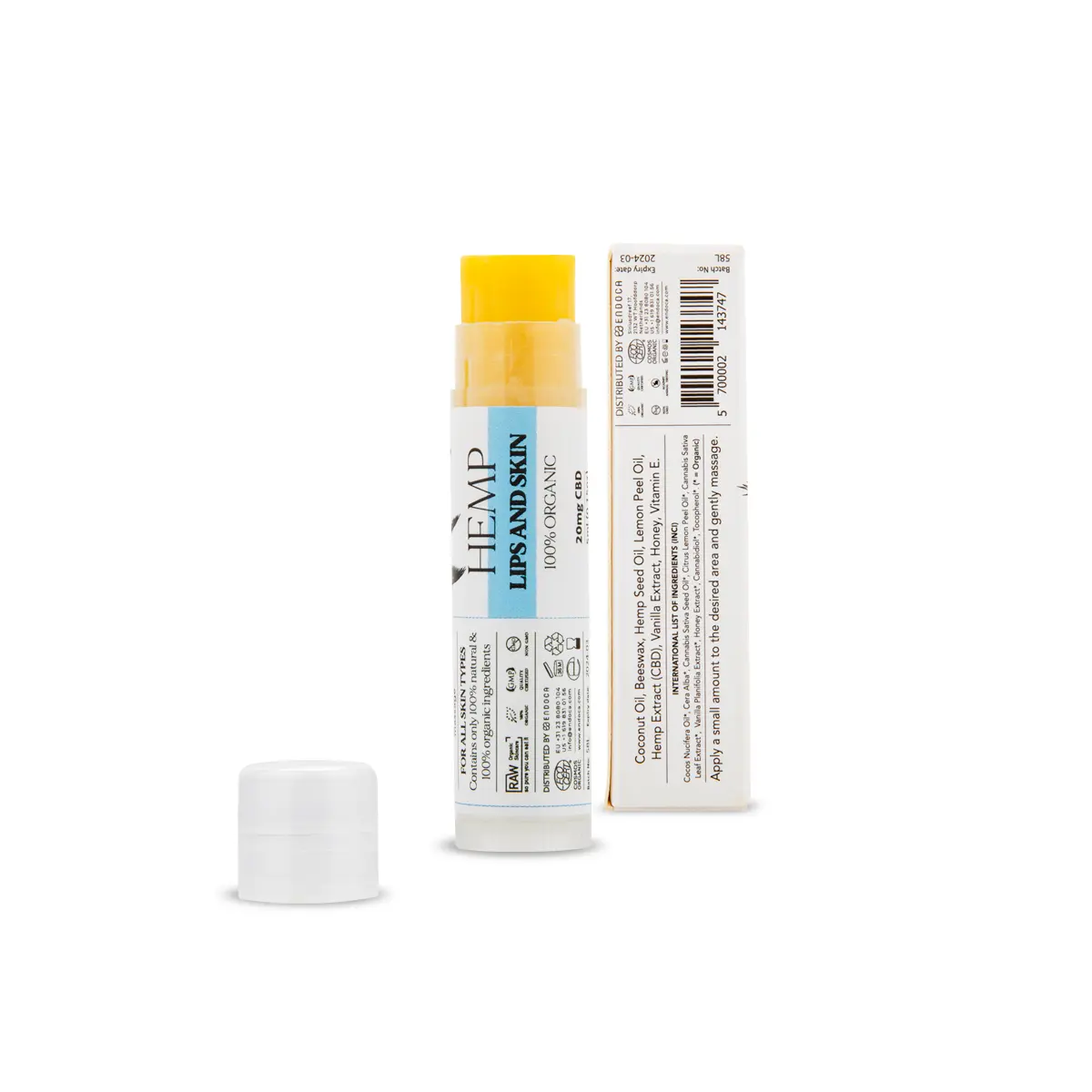 Balsam natural cu extract de cânepă Endoca – pentru buze și piele, 100% natural - imagine 3