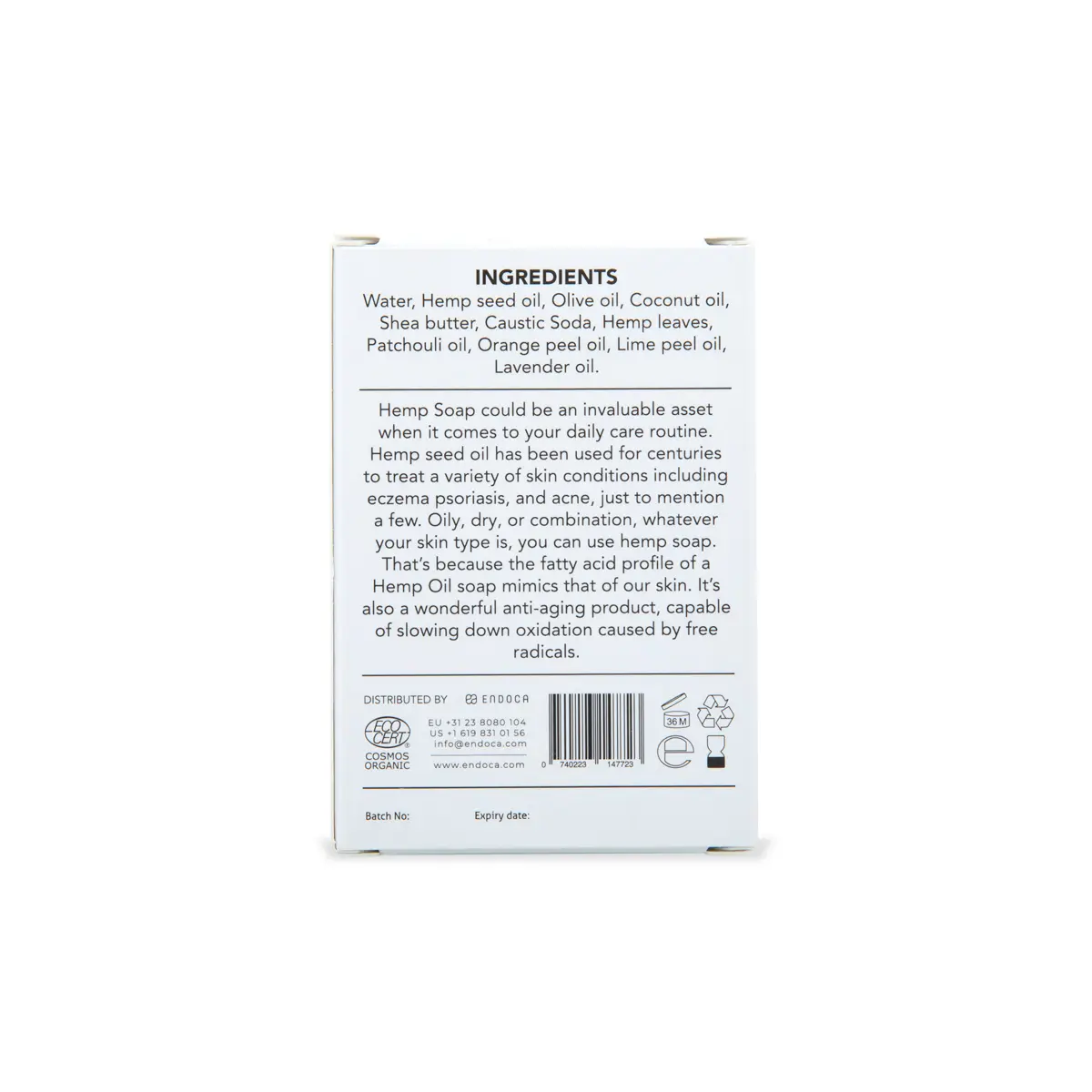 Săpun natural cu cânepă Endoca – handmade, pentru față și corp, 100 g - imagine 3