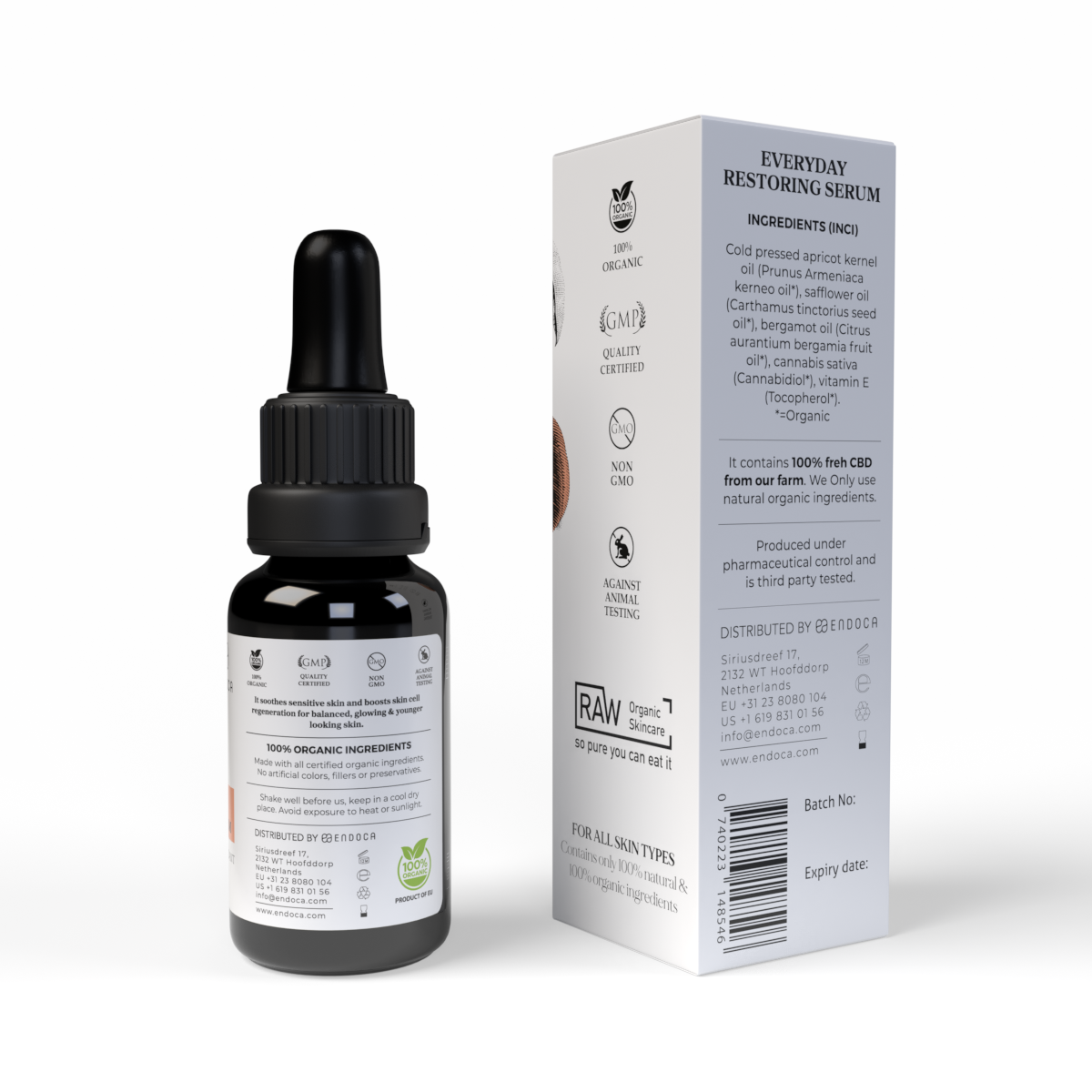 Ser facial natural cu extract de cânepă Endoca – pentru rutină de zi și seară, 30 ml - imagine 5