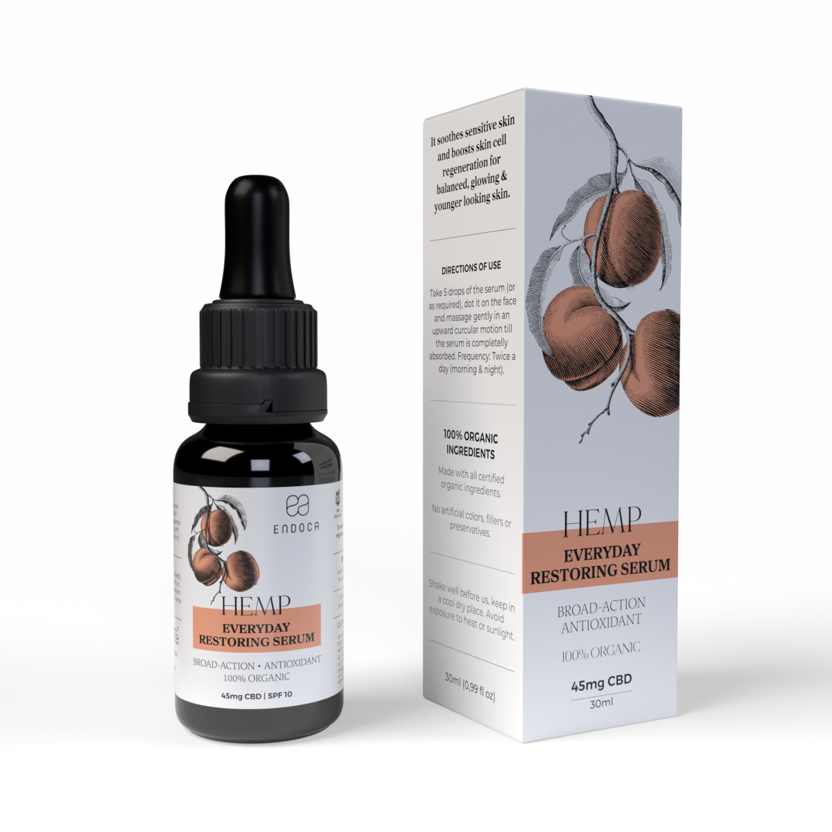 Ser facial natural cu extract de cânepă Endoca – pentru rutină de zi și seară, 30 ml - imagine 3