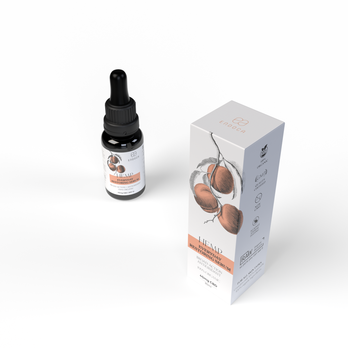 Ser facial natural cu extract de cânepă Endoca – pentru rutină de zi și seară, 30 ml - imagine 2