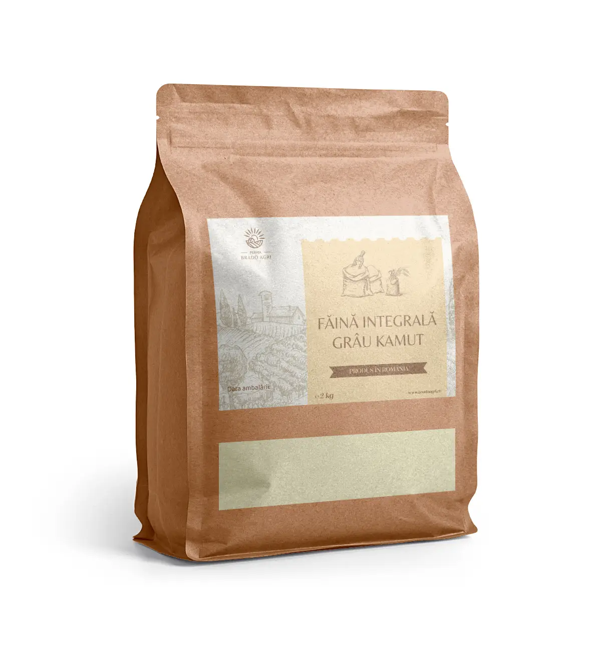 Făină integrală din grâu Khorasan Brado Agri 2 kg pentru pâine și paste